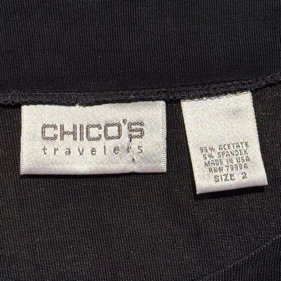 Chicos Travelers Cardigan Slinky 3/4 Sleeve Minimalist Goth Black 2 Large 12 - Picture 3 of 7